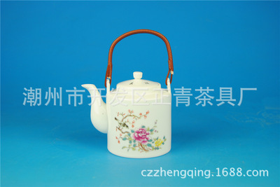 牡丹花鳥提梁陶瓷茶壺 經典工藝與實用美學的完美結合